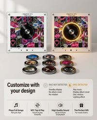 MagnetVinyl features: plays full songs, NFC tap and play, 8 hours playback, perfect gift
